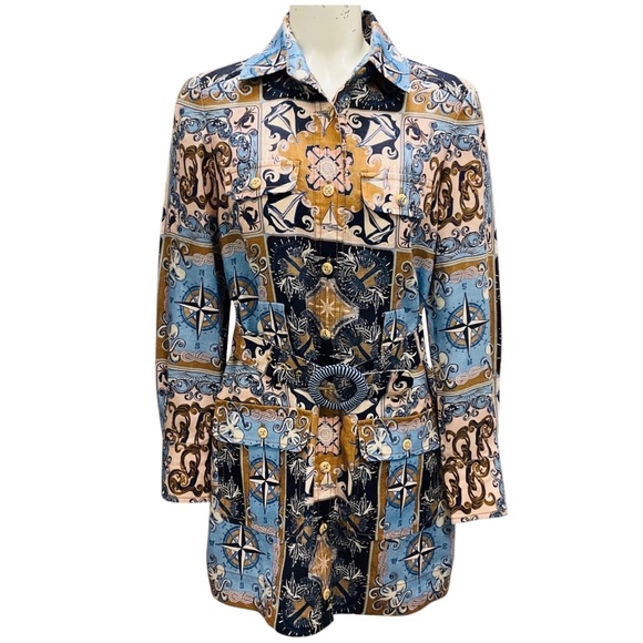 Zimmermann Dresses & Skirts - ZIMMERMANN BLUE MULTI NAUTICAL PATCH PRINT ALIGHT LINEN MINI UTILITY DRESS WITH